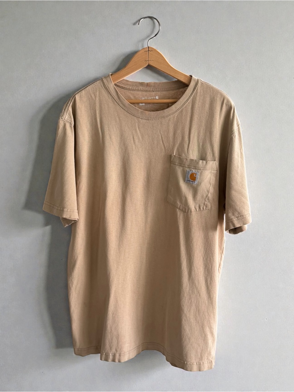 Carhartt Tan Short Sleeve Pocket Tee With Logo Patch